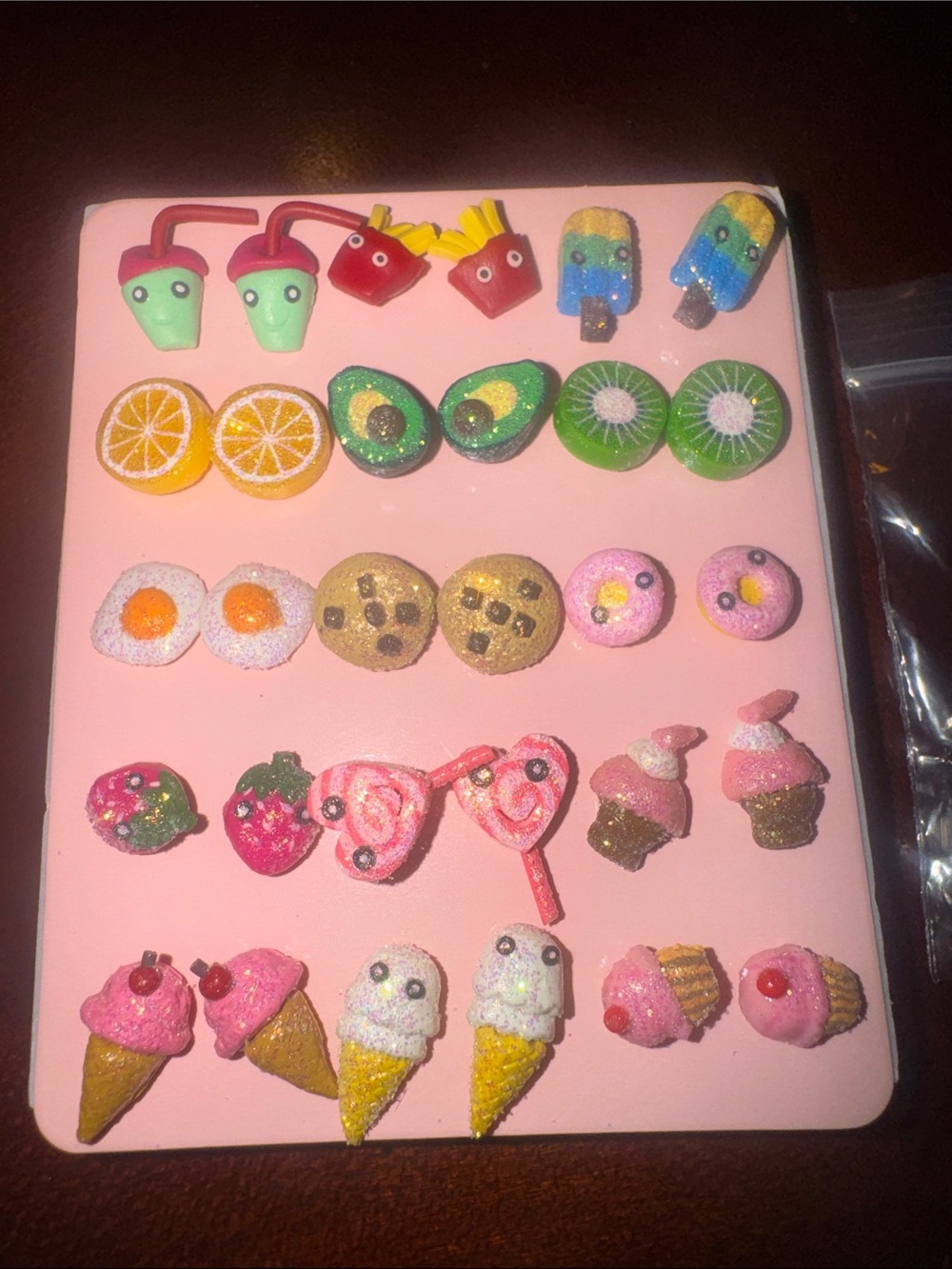Kids or Women’s Mini Food & Dessert Earrings - Pink Assorted Set NWOT